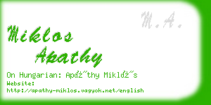 miklos apathy business card